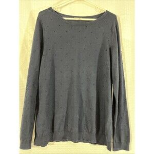 Talbots Navy Crew Neck Sweater Womens M Winter Cozy